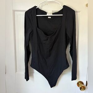 NWOT Babaton Aritzia Contour Lange Bodysuit Black Onyx, Size Extra Large XL